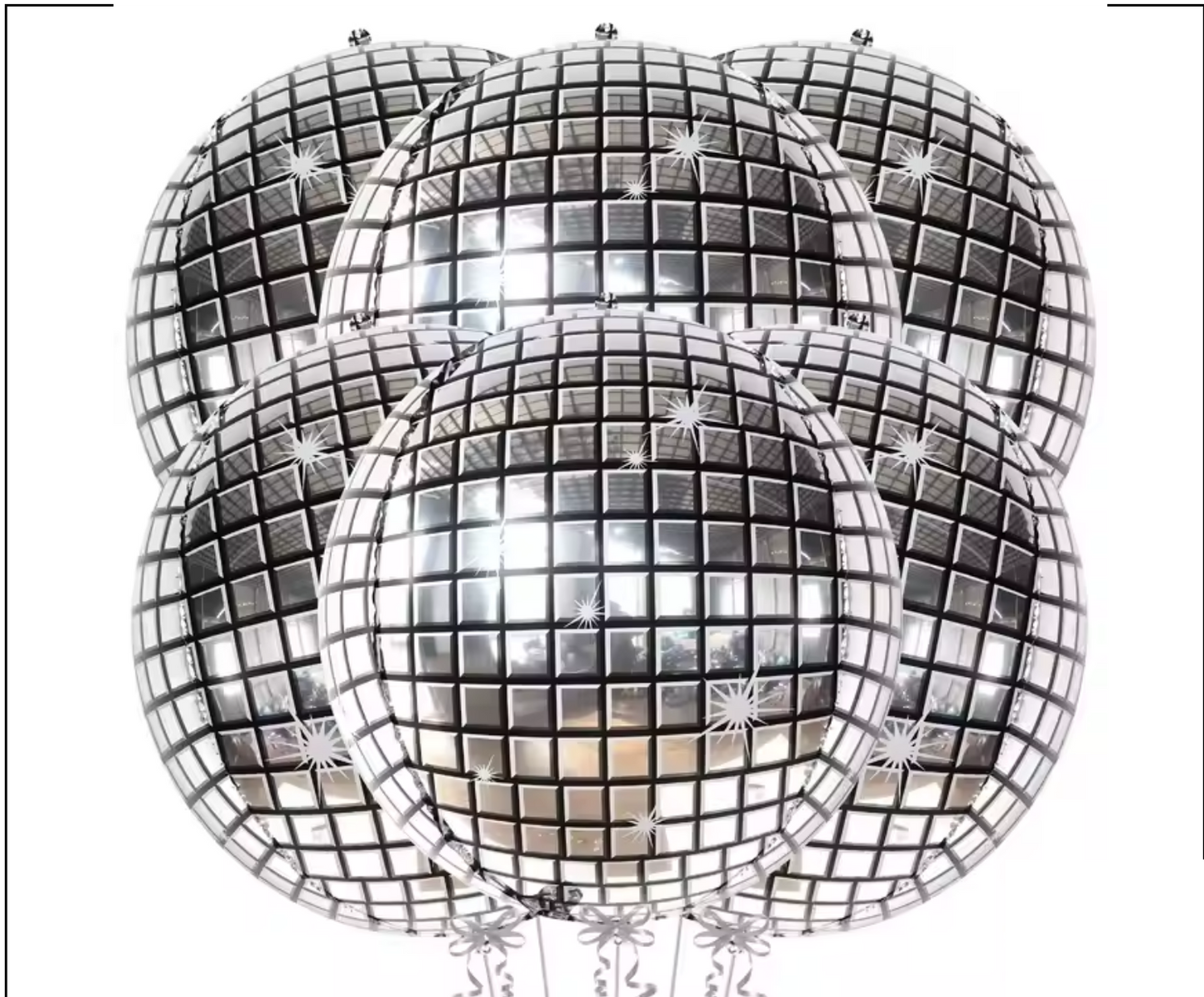 2-Inch 4D Sphere Disco Foil Balloons – Pack of 6