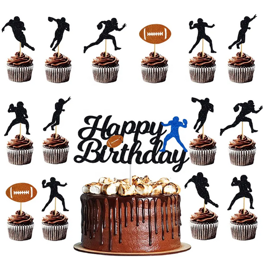 Football Cake Topper & Cupcake Toppers Set